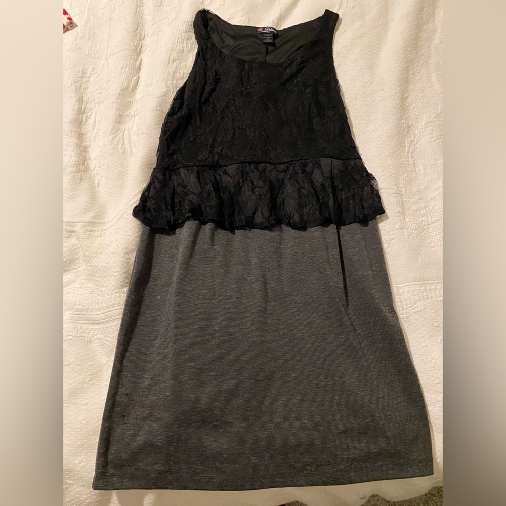 Delirious | black & grey | lace tank midi dress | 1X